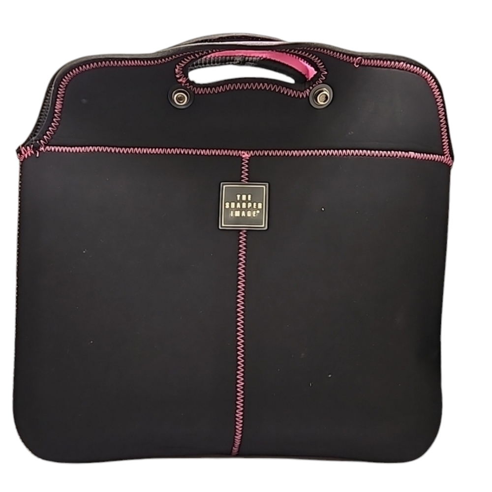SHARPER IMAGE NEOPRENE Small Tote Bag 10" x 13.5" Black and Pink